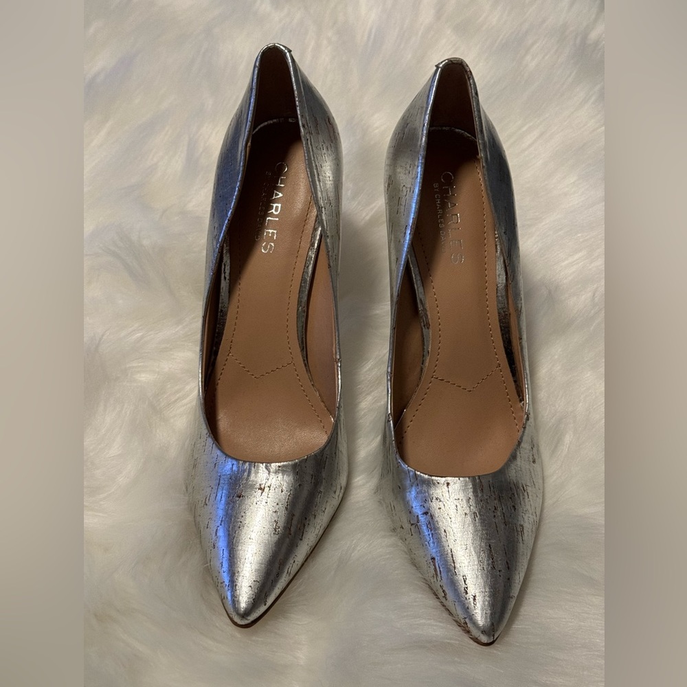 Silver/cork pumps, brand new w/tags. Original price $99 purchase price $59.